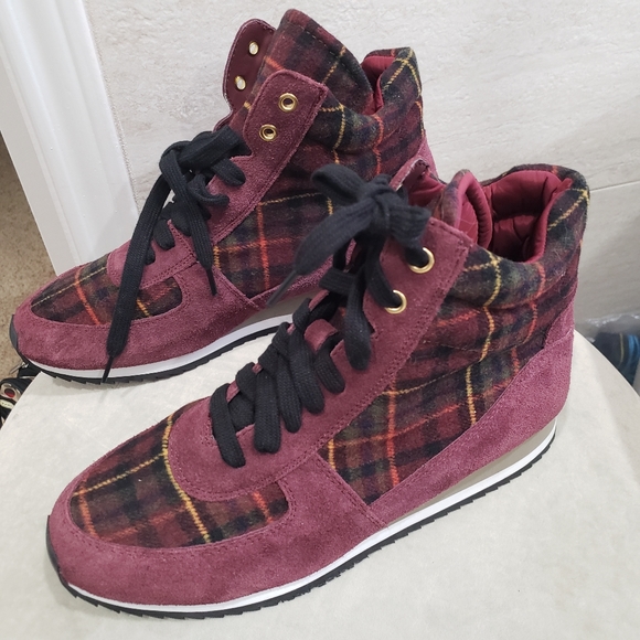 NEW Bella Vita Enice Plaid Hightop Sneaker 9 Wide - Picture 1 of 7